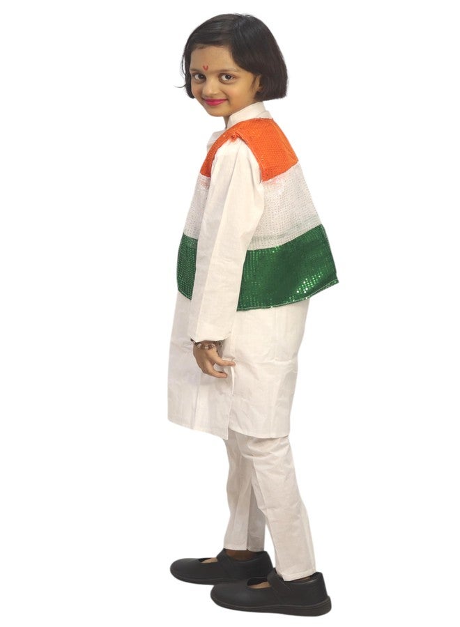 TWINKLE TOTS - Independence Day Republic Day Kurta Pajama Set For Schools & Competition/Tricolor jacket with kurta pajama - Image 3